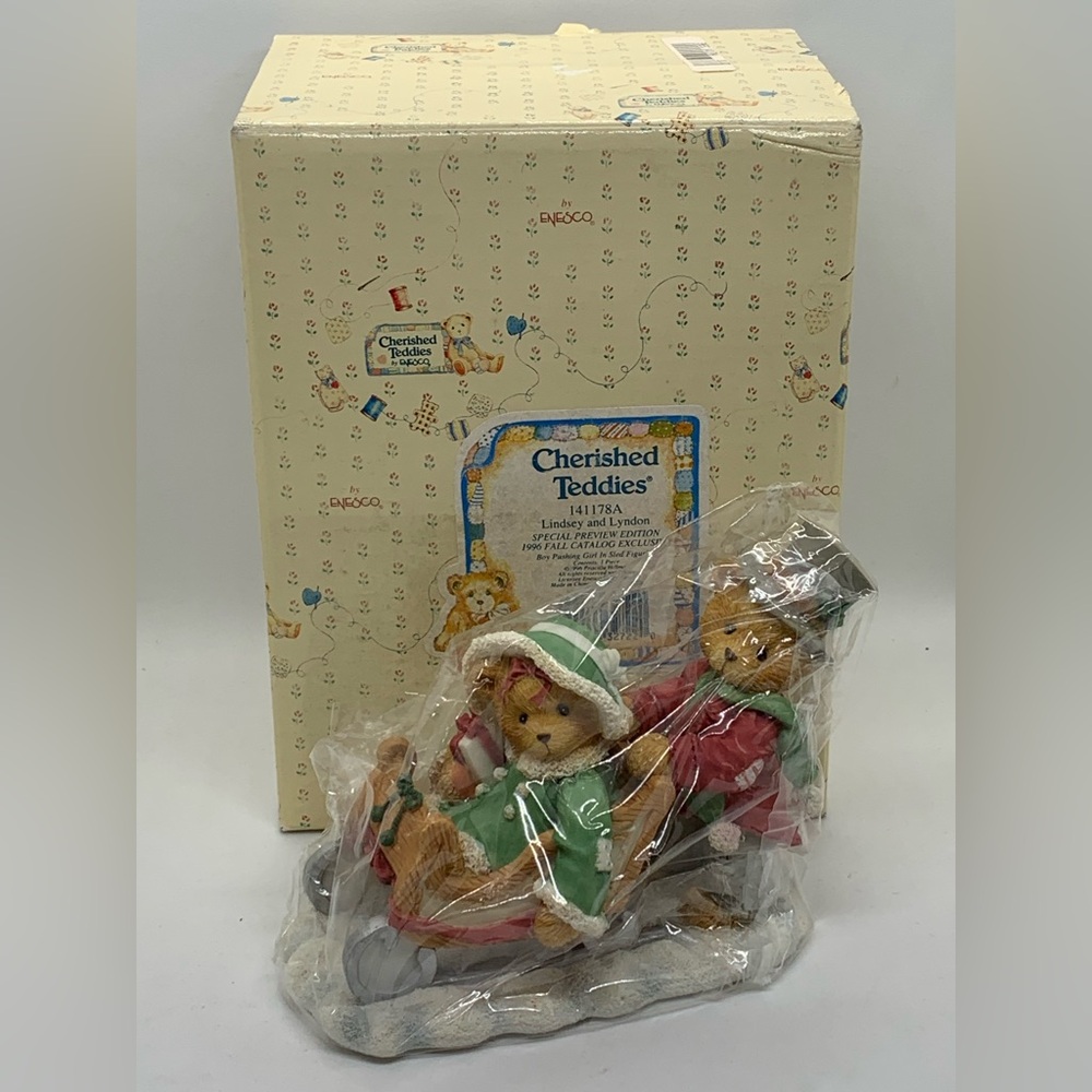 Vintage 1996 Cherished Teddies LINDSEY AND LYNDON #141178A Original Box COA